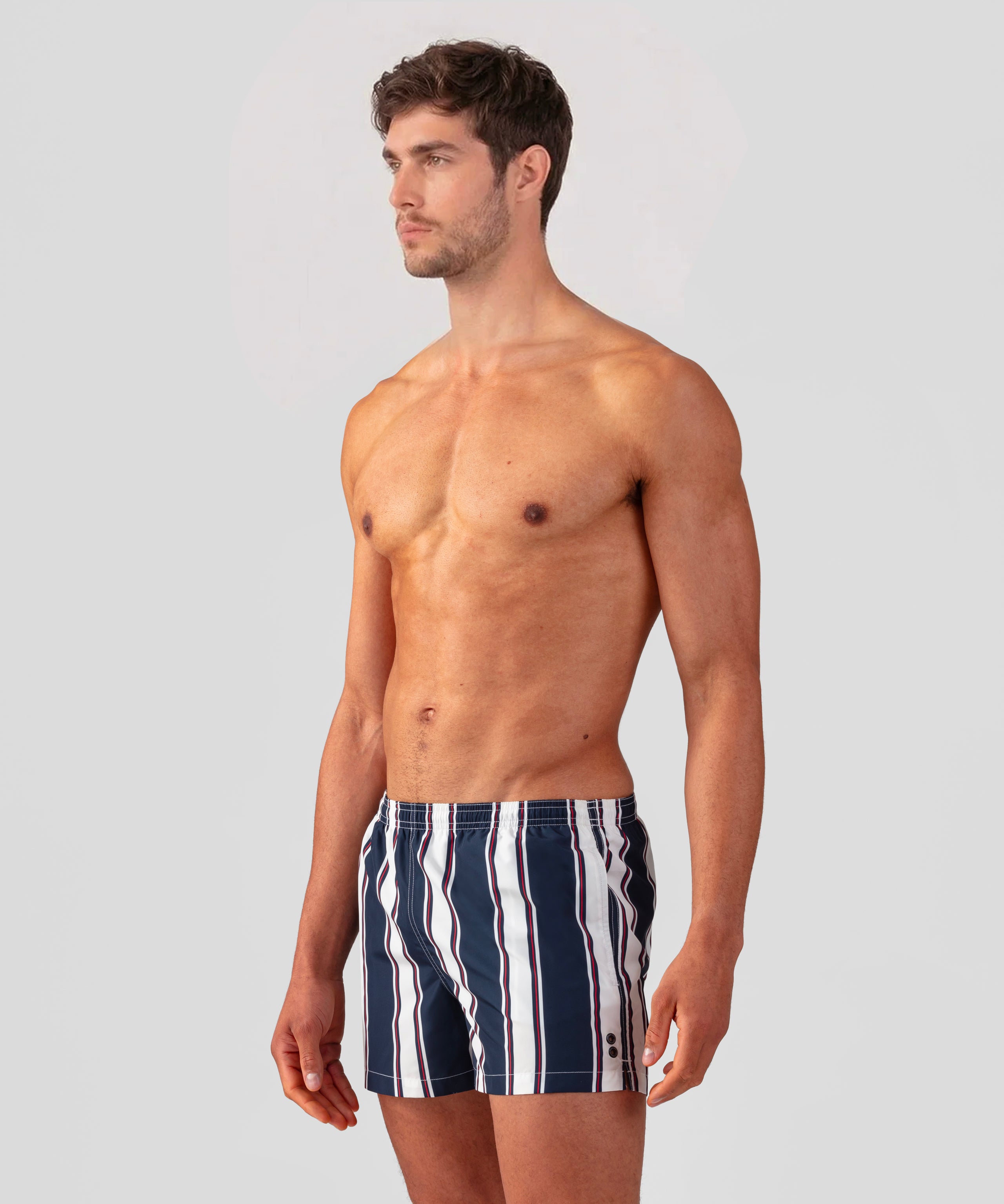 Short de bain à rayures: Bleu marine