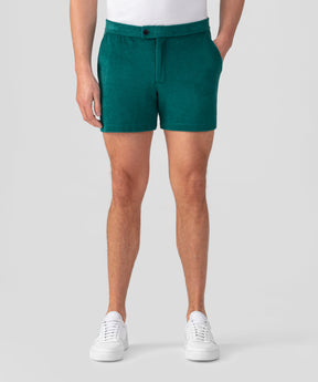 Short de tennis court en coton terry: Vert pin
