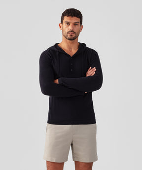 Light Cotton-Silk Hoodie Sweater: Black