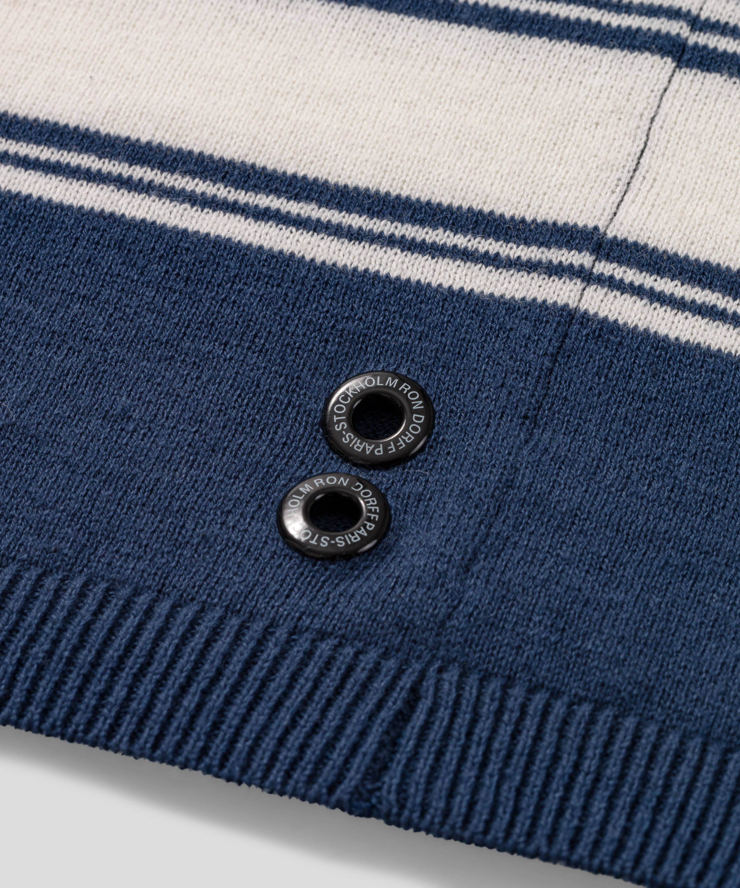 Baumwoll-Leinen Henley-Pullover: Tiefblau