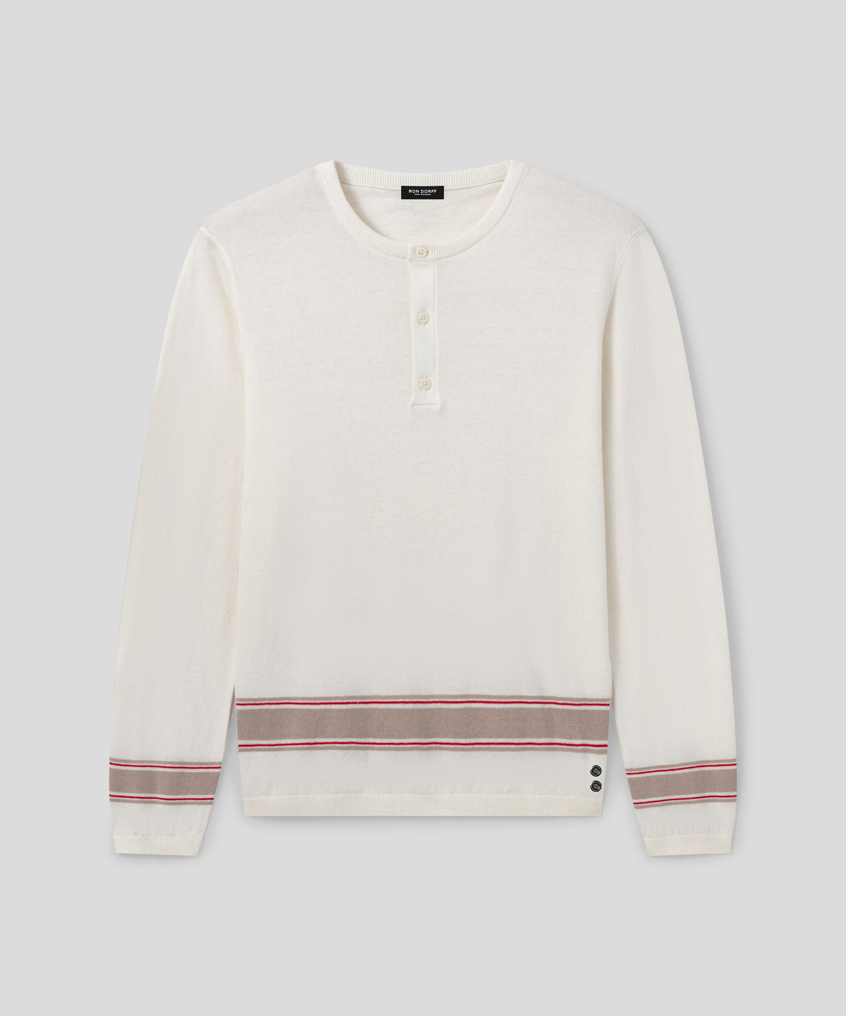 Cotton-Linen Henley Sweater: Off White