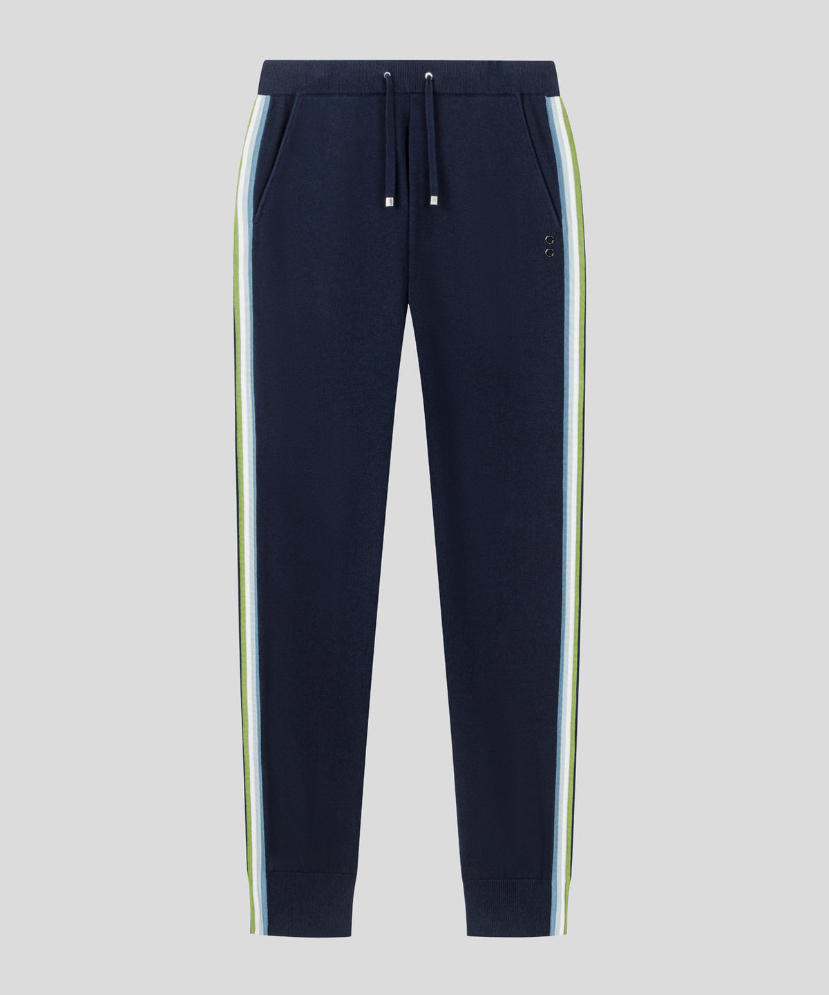 Cotton Cashmere Pants with Side Stripes: Navy/Green