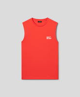 T-shirt sans manches en coton organique à imprimé DISCIPLINE: Rouge