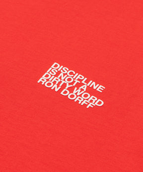 T-shirt sans manches en coton organique à imprimé DISCIPLINE: Rouge
