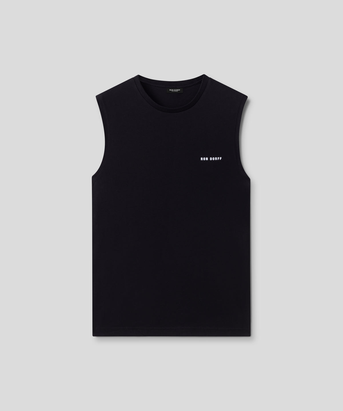 T-shirt sans manches en coton organique à imprimé RON DORFF: Noir