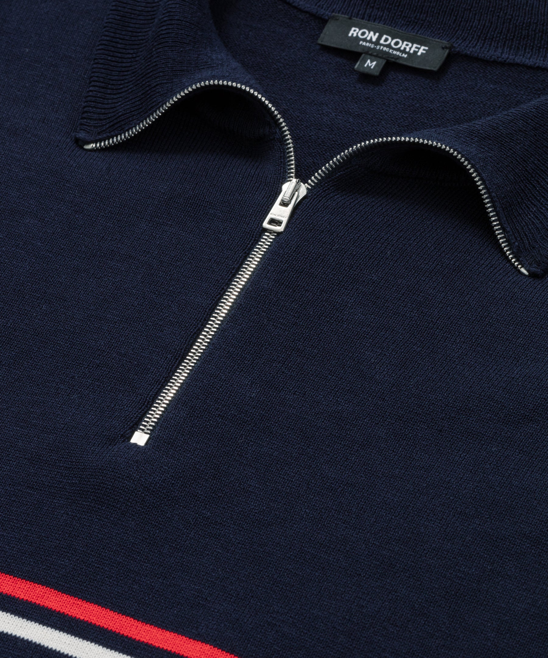 Polo en coton soie avec bandes rayées: Bleu marine