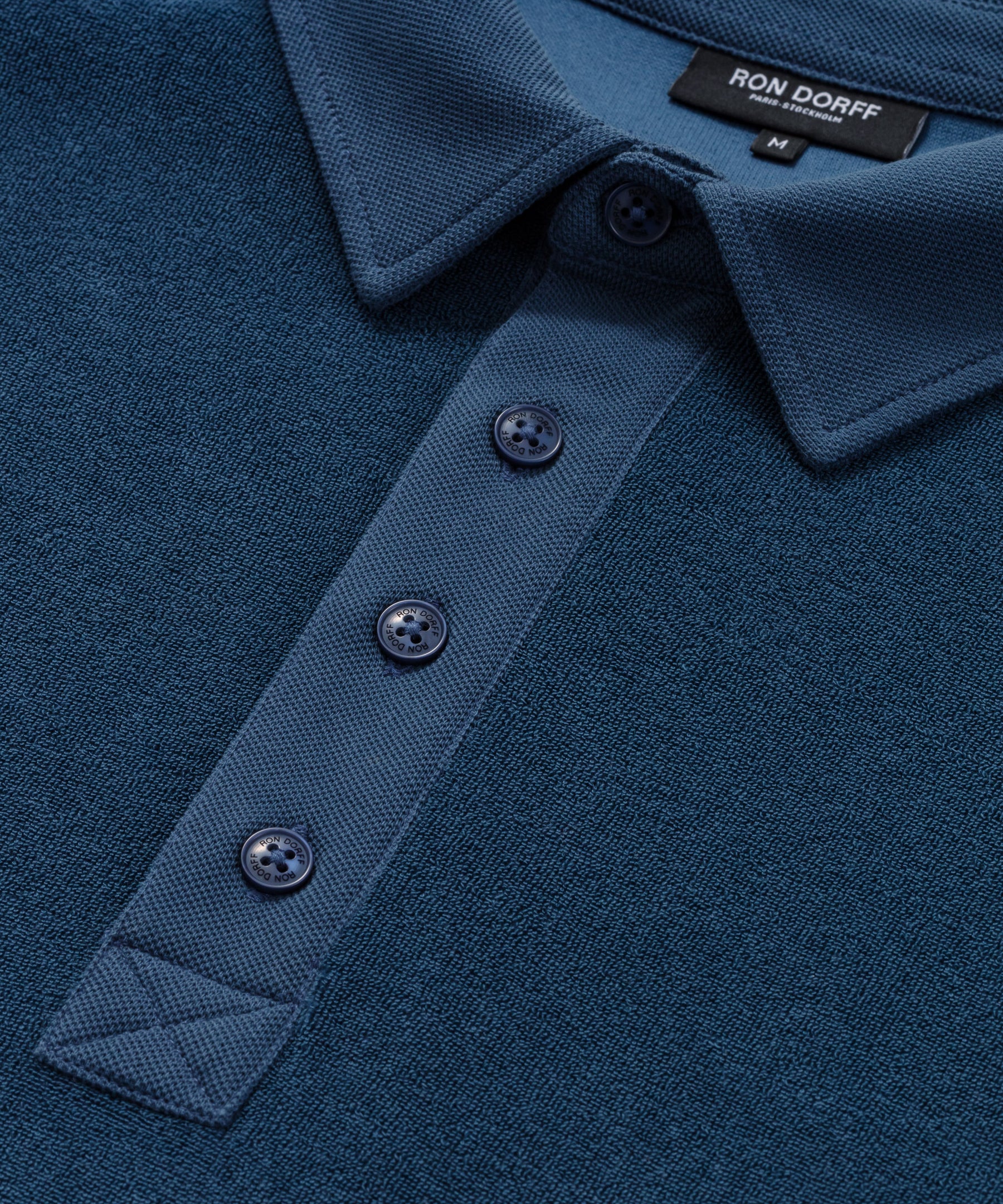 Polo en coton terry avec col piqué: Bleu foncé