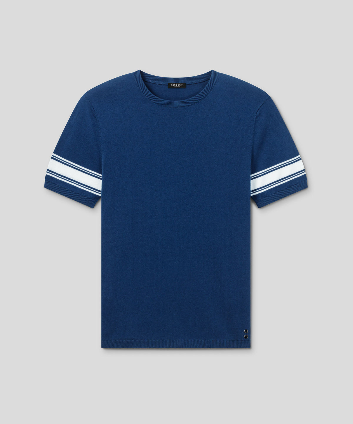 T-shirt en maille à rayures placées: Bleu foncé