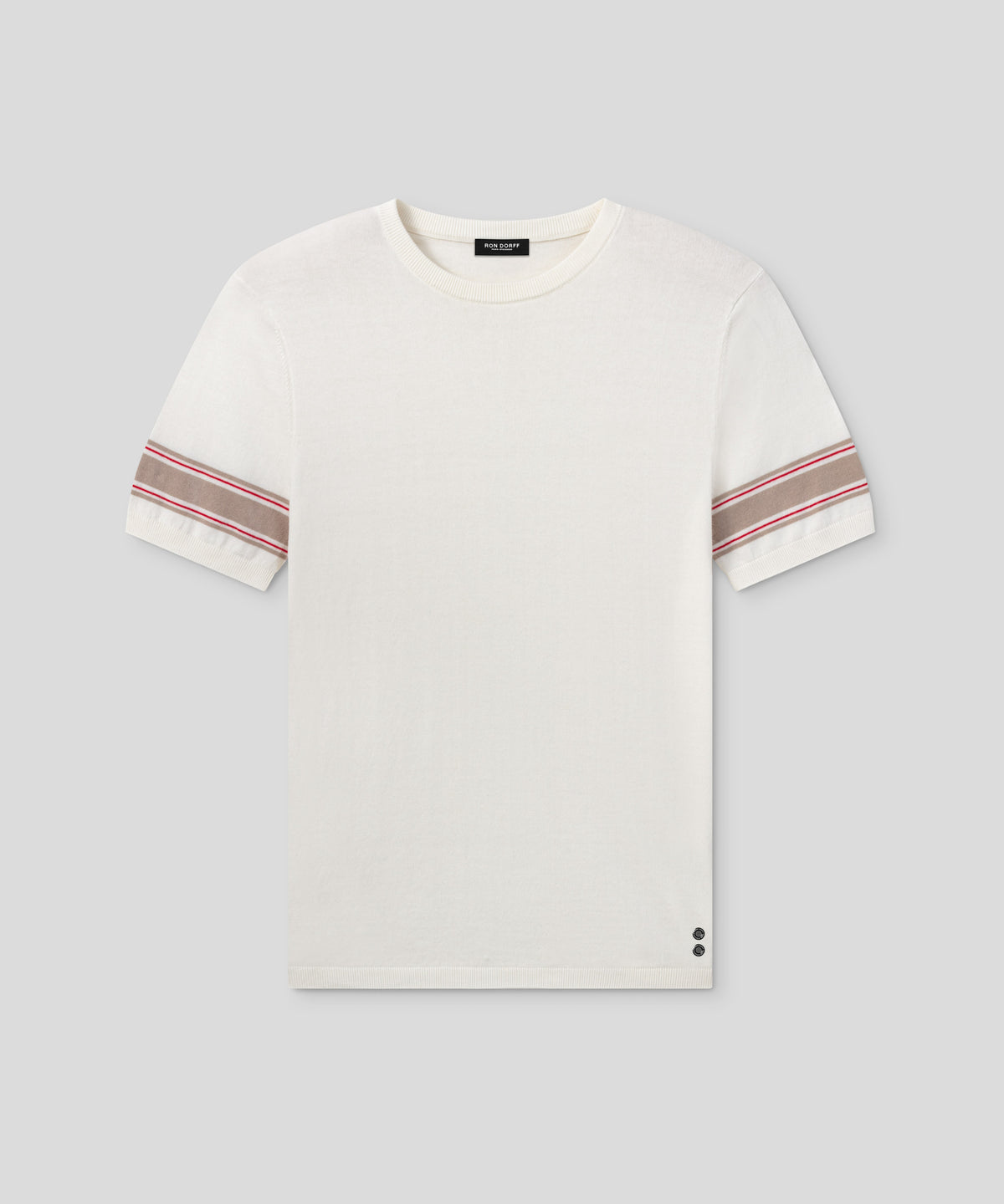 Knitted T-Shirt w. Stripes: Off White