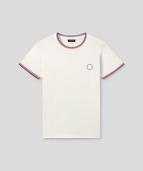 T-Shirt w. Striped Ribs: Off White
