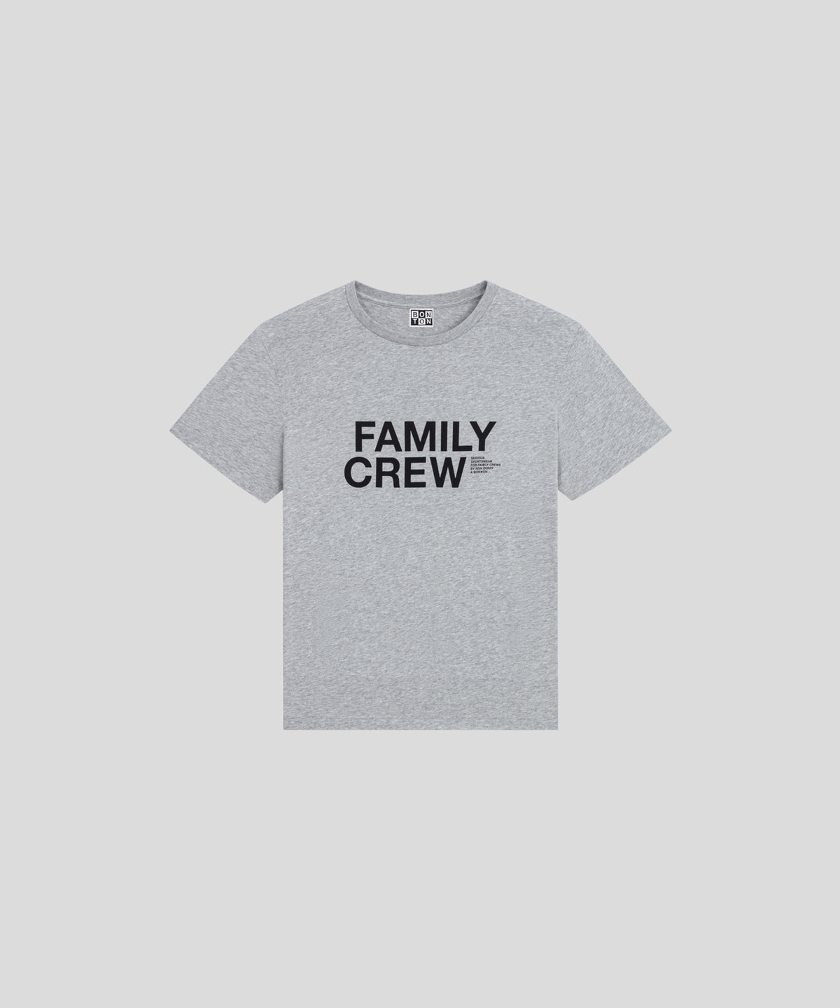 RON DORFF + BONTON T-Shirt en coton organique à imprimé FAMILY CREW pour enfants: Gris chiné
