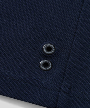 Débardeur en coton piqué avec passepoil: Bleu marine