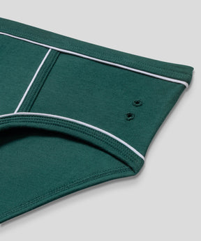 Slip Y-front en coton avec passepoil: Vert pin