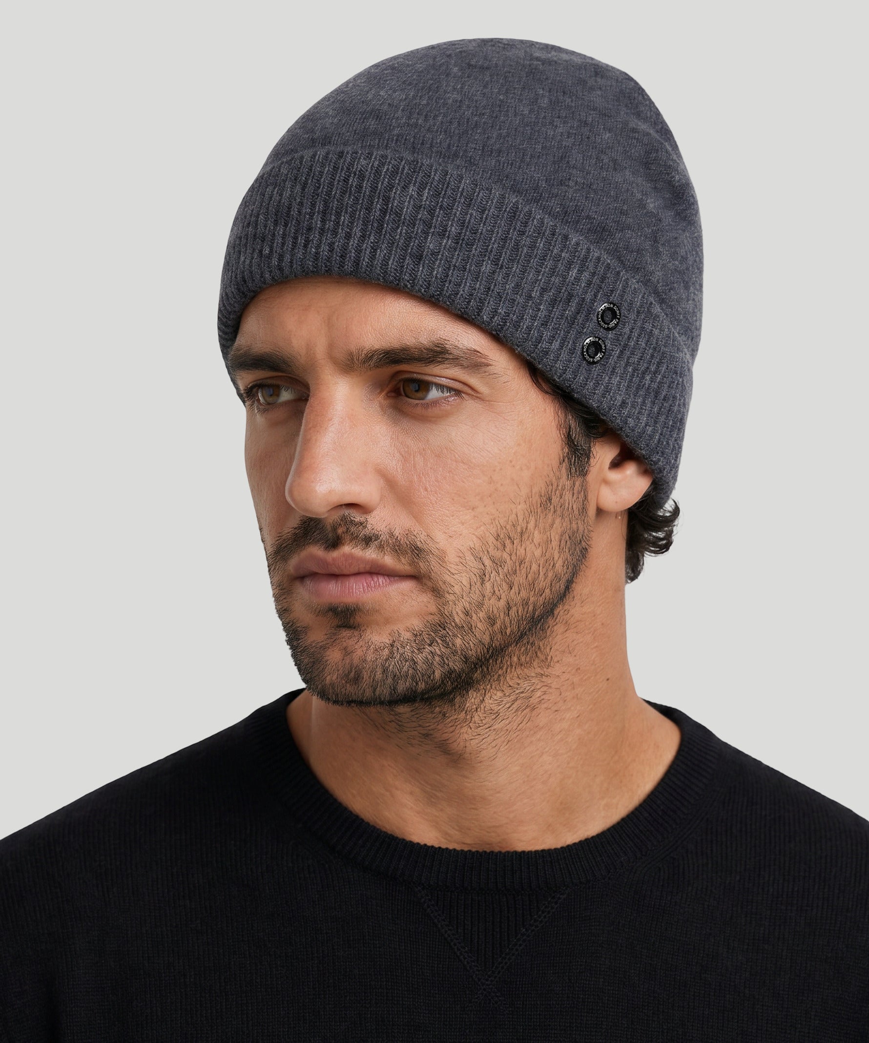 Bonnet en cachemire: Gris foncé chiné