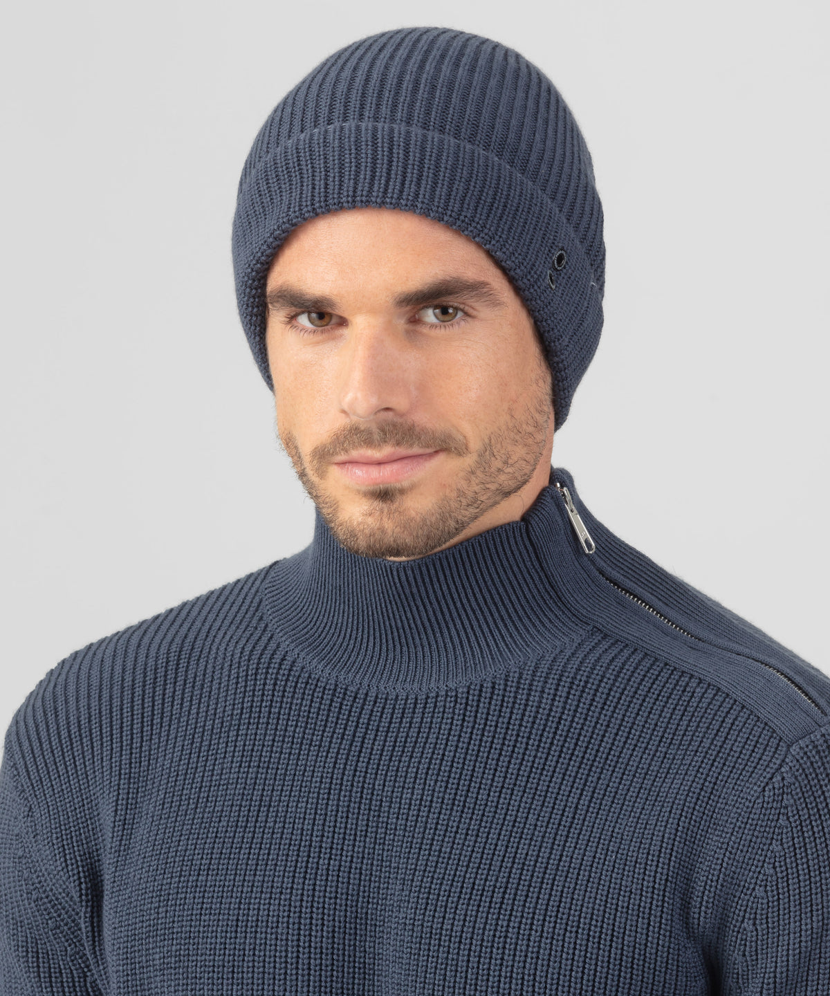 Wool Ribbed Beanie: Lava Grey