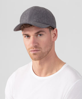 Casquette en laine brodée RON DORFF: Gris chiné foncé