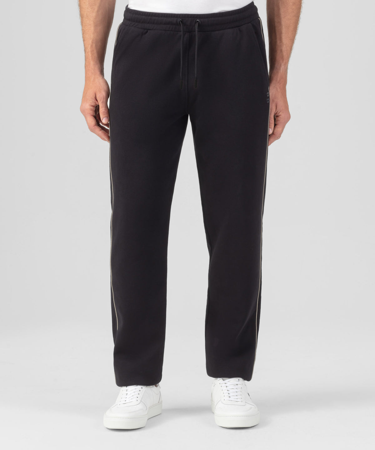 Cotton Piqué Pants w. Piping: Black