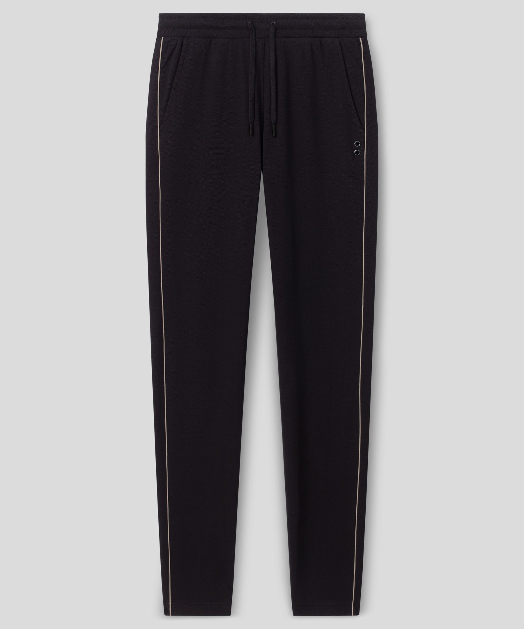 Cotton Piqué Pants w. Piping: Black