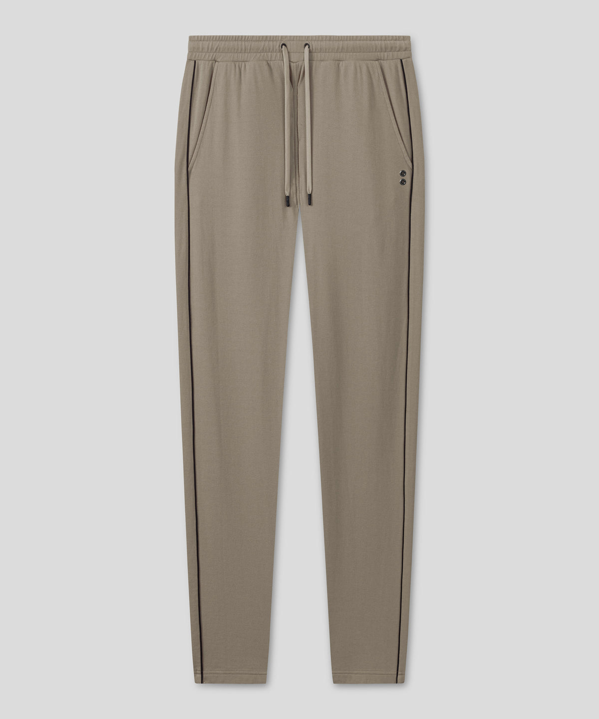 Pantalon en coton piqué avec passepoil: Beige foncé