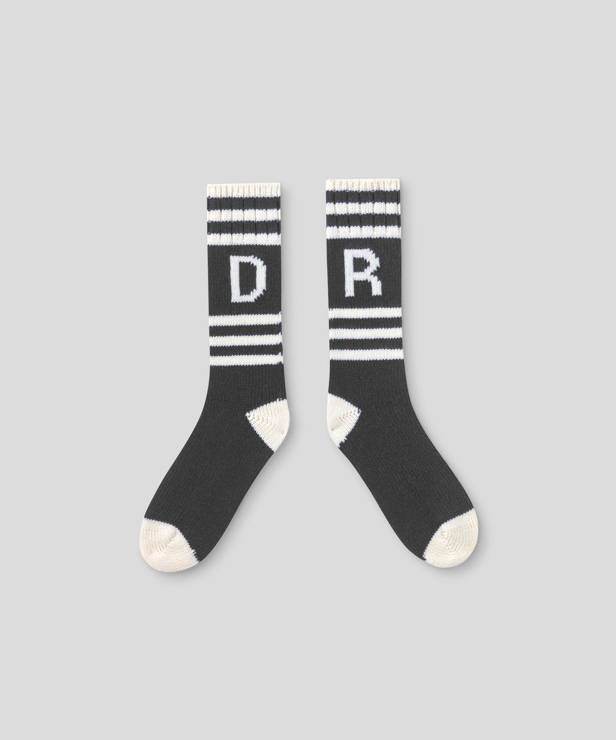 Chaussettes en laine "RD" à rayures: Gris chiné foncé