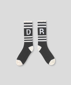 Chaussettes en laine "RD" à rayures: Gris chiné foncé