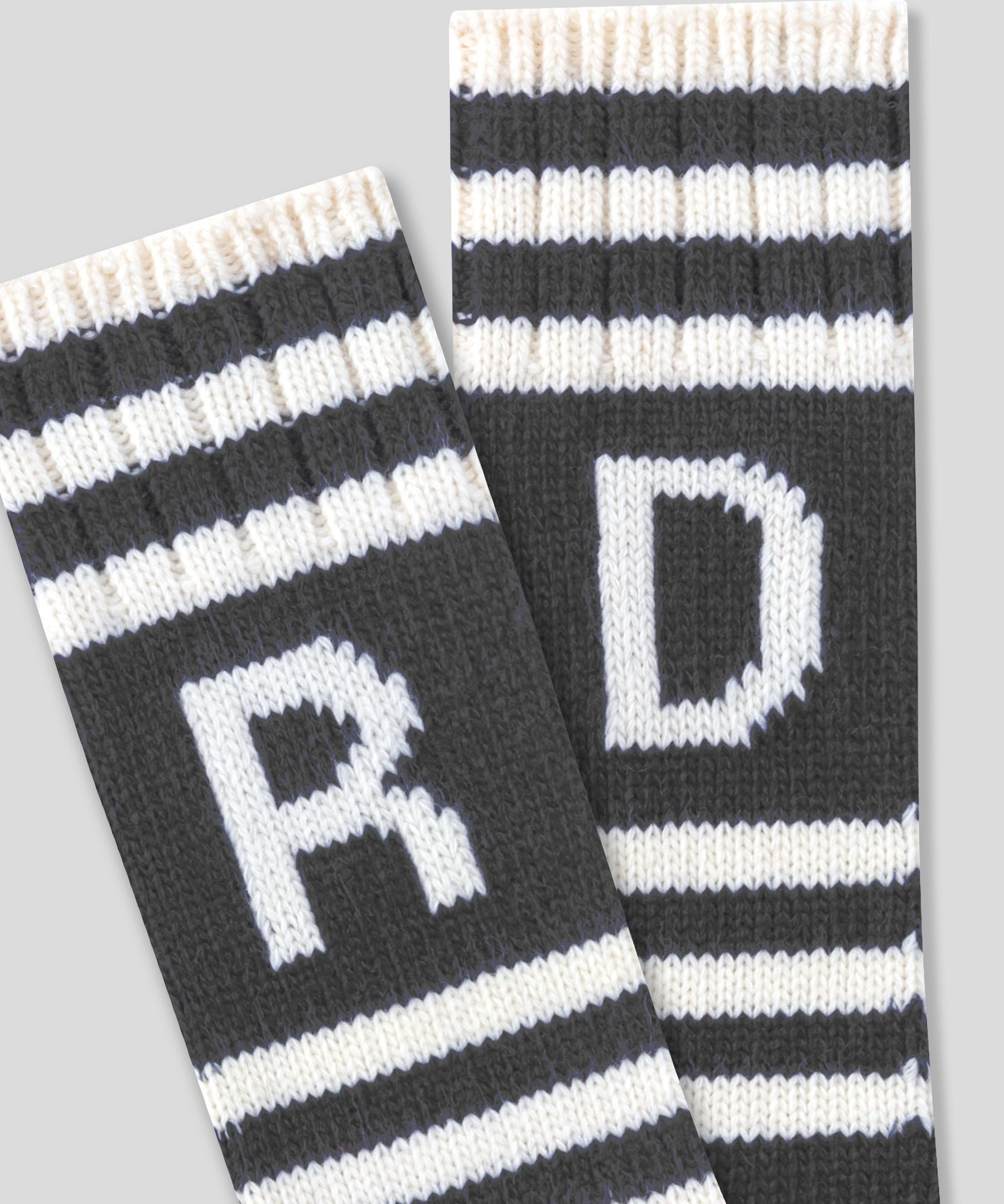 Chaussettes en laine "RD" à rayures: Gris chiné foncé