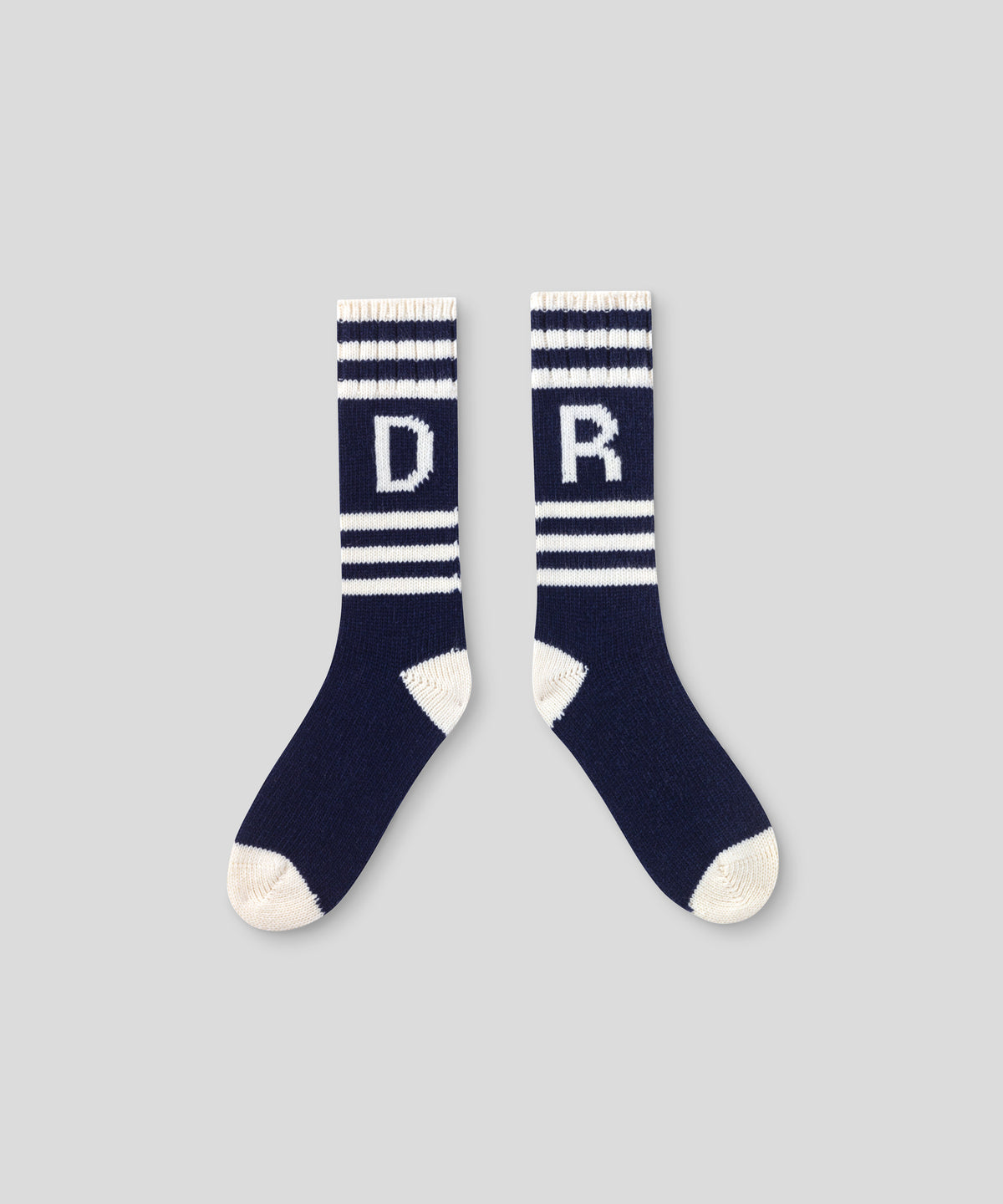 Chaussettes en laine "RD" à rayures: Bleu marine