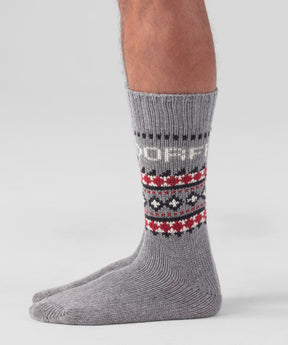 Chaussettes en laine à motif nordique: Gris chiné