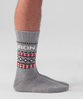 Fjällsocks w. Nordic Pattern: Grey Melange