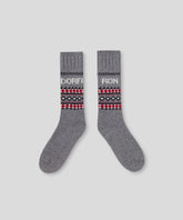 Chaussettes en laine à motif nordique: Gris chiné