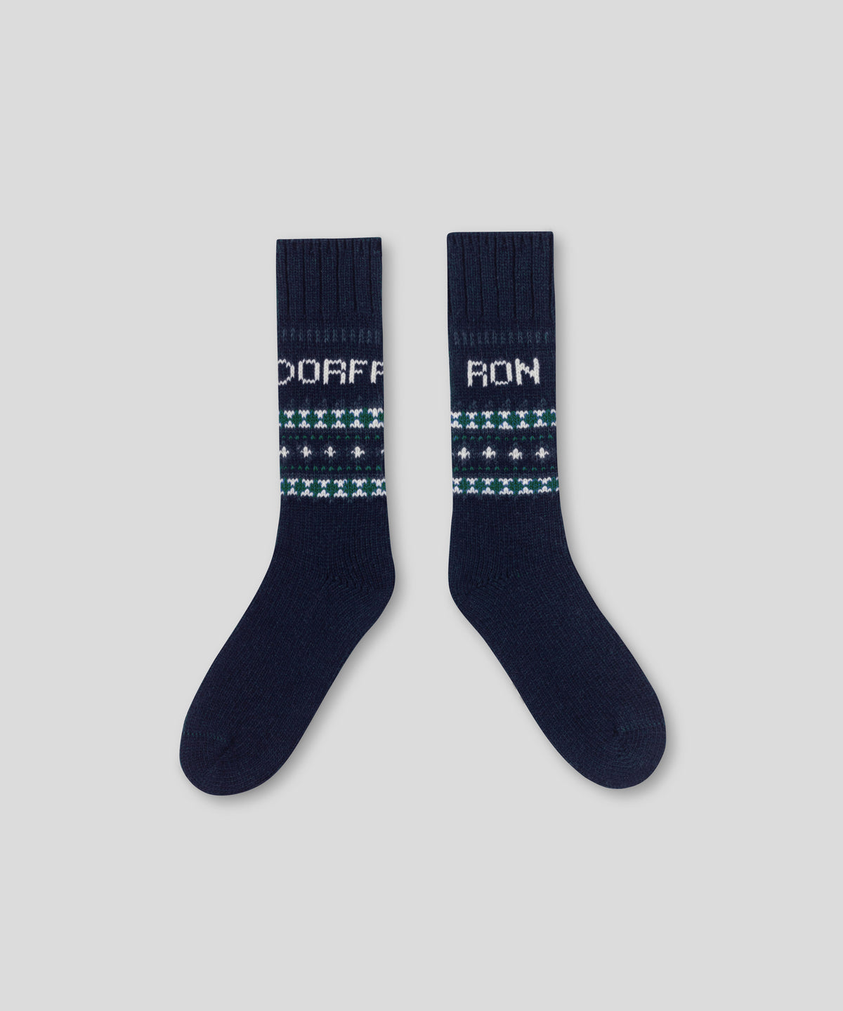 Chaussettes en laine à motif nordique: Bleu marine