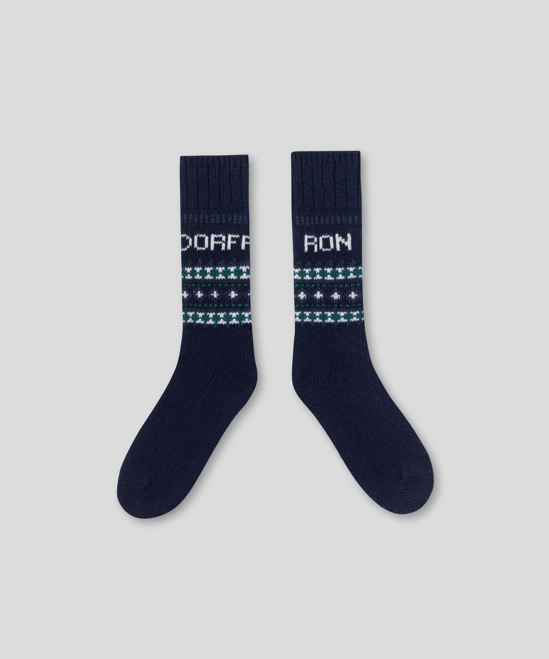 Chaussettes en laine à motif nordique: Bleu marine