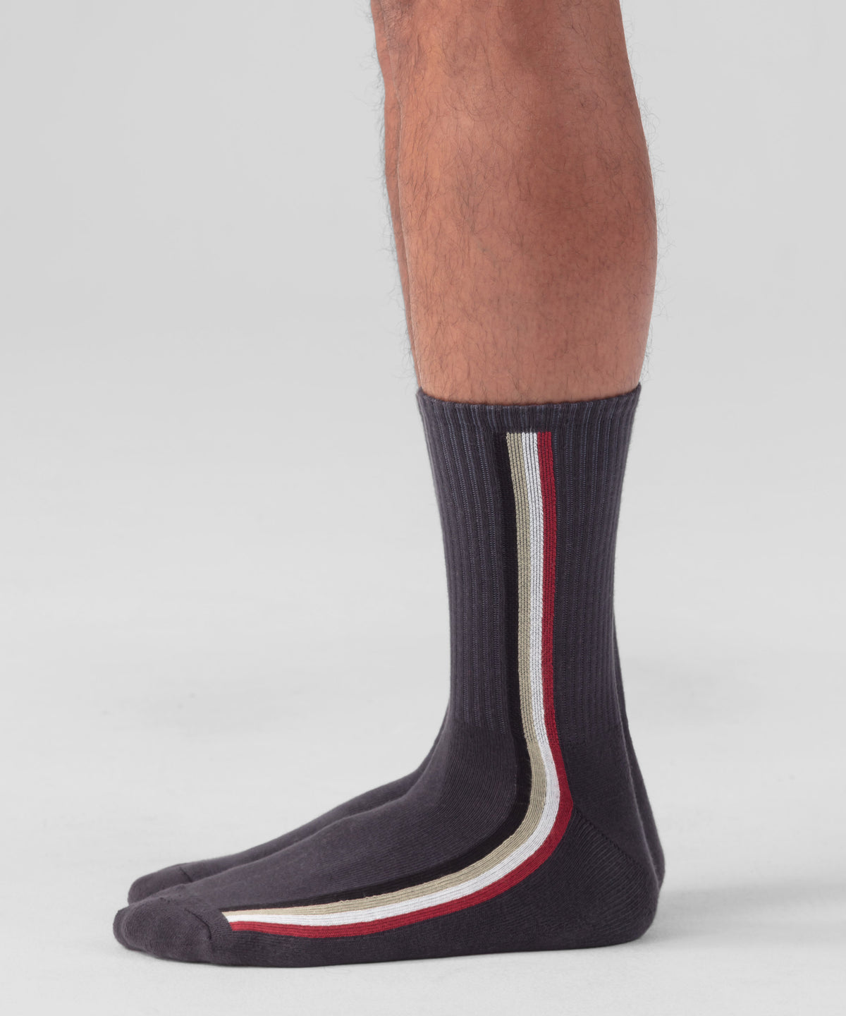 Chaussettes de sport avec bandes latérales: Gris lave