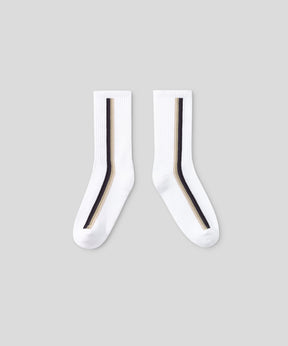 Sports Socks w. Side Lines: Off White