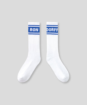 Chaussettes de sport RD à rayures: Bleu fjord