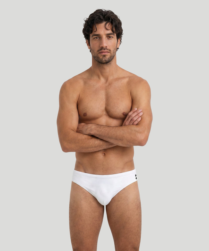 Slim Swim Briefs: White