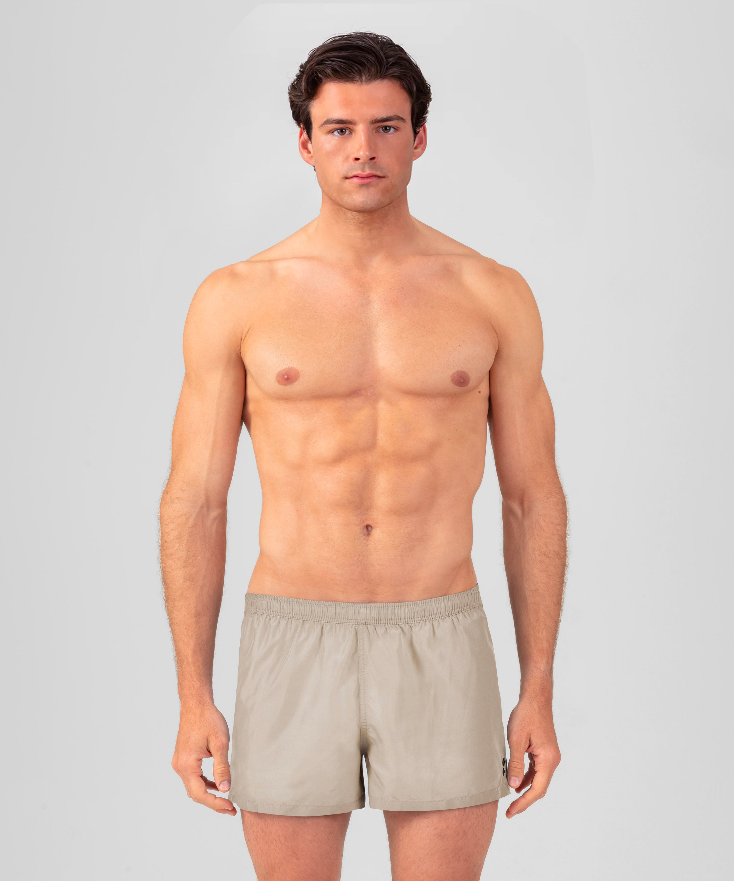 Short de bain avec bandes rayées: Beige sable