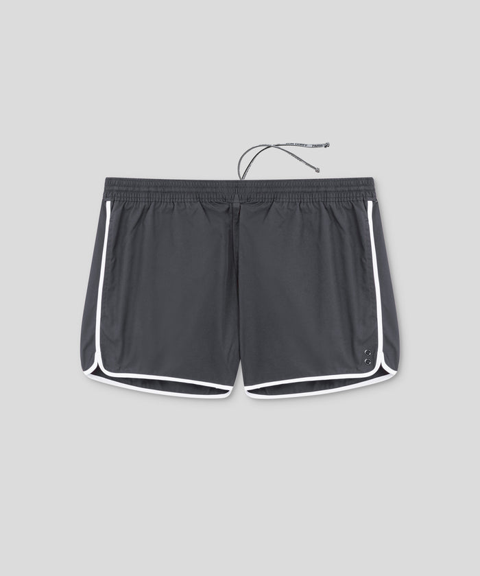 Short de bain avec bandes contrastées arrondies: Gris lave