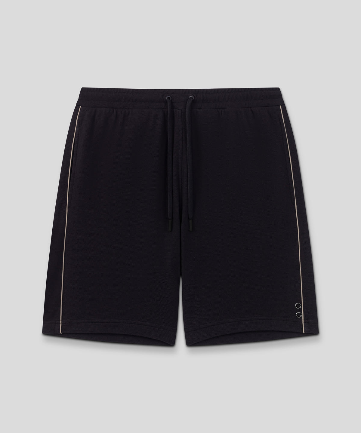 Short de jogging en coton piqué avec passepoil: Noir