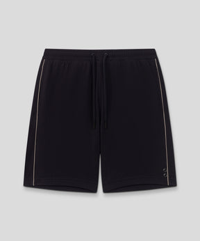 Cotton Piqué Jogging Shorts w. Piping: Black