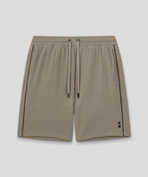 Cotton Piqué Jogging Shorts w. Piping: Dusty Beige