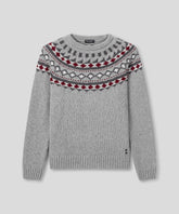 Wool Cashmere Sweater w. Nordic Pattern: Grey Melange