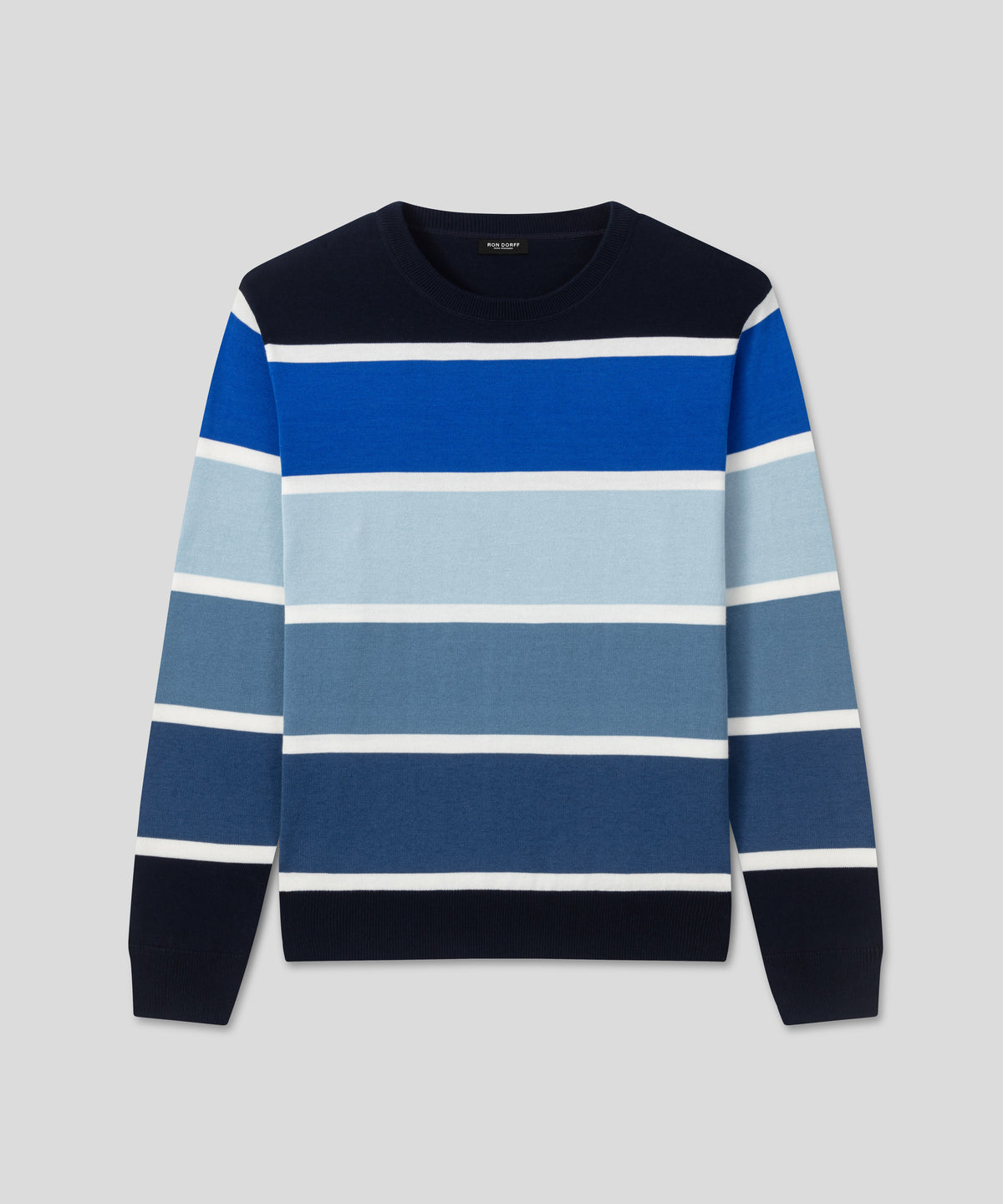 Sweatshirt en coton à larges rayures: Bleu marine