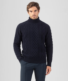 Wool Cashmere Telemark Sweater Turtle Neck: Navy