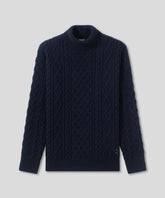 Wool Cashmere Telemark Sweater Turtle Neck: Navy