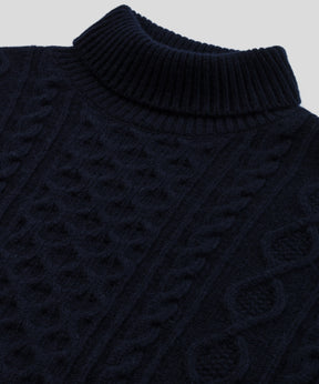 Wool Cashmere Telemark Sweater Turtle Neck: Navy