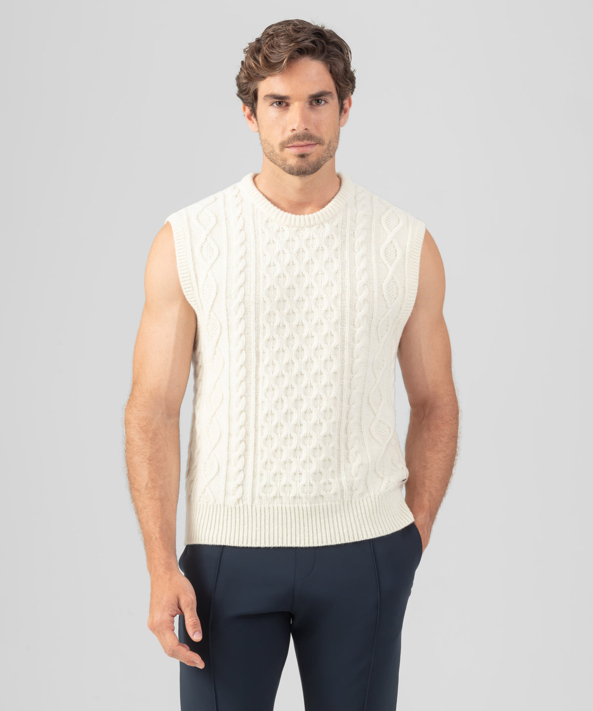 Wool Cashmere Telemark Sleeveless Sweater: Off White