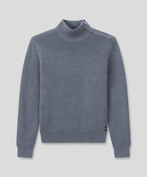 Pull en laine avec col zippé: Bleu glacier