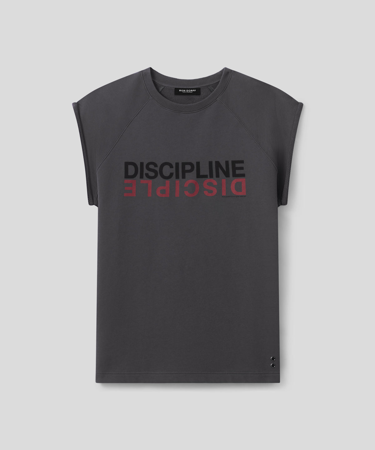 Sweatshirt sans manches en coton organique "DISCIPLINE DISCIPLE": Gris lave