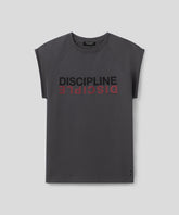 Organic Cotton Sleeveless Sweatshirt "DISCIPLINE DISCIPLE": Lava Grey